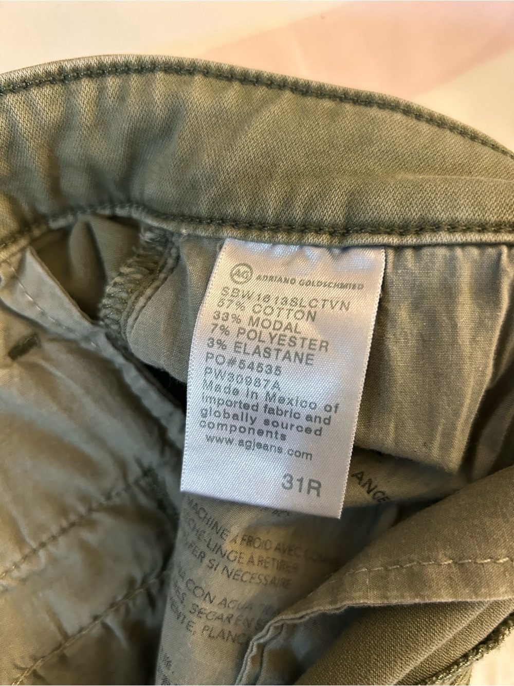 AG Adriano Goldschmied Caden Tailored Trousers 31R Pants Olive Green Women’s - Picture 6 of 14